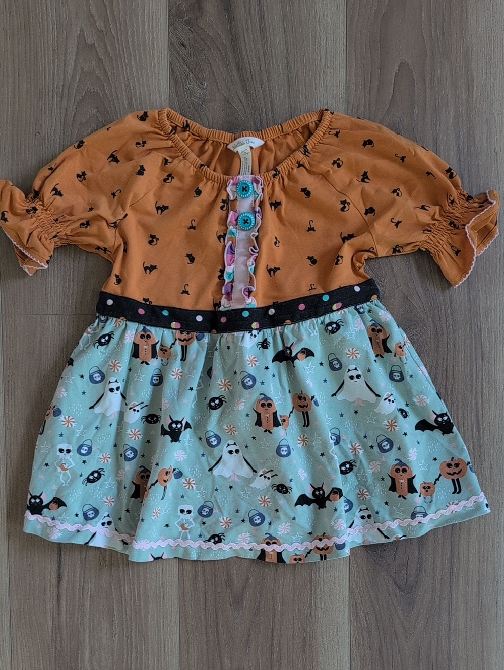 Matilda Jane Orange & Mint Halloween Print Tunic Top